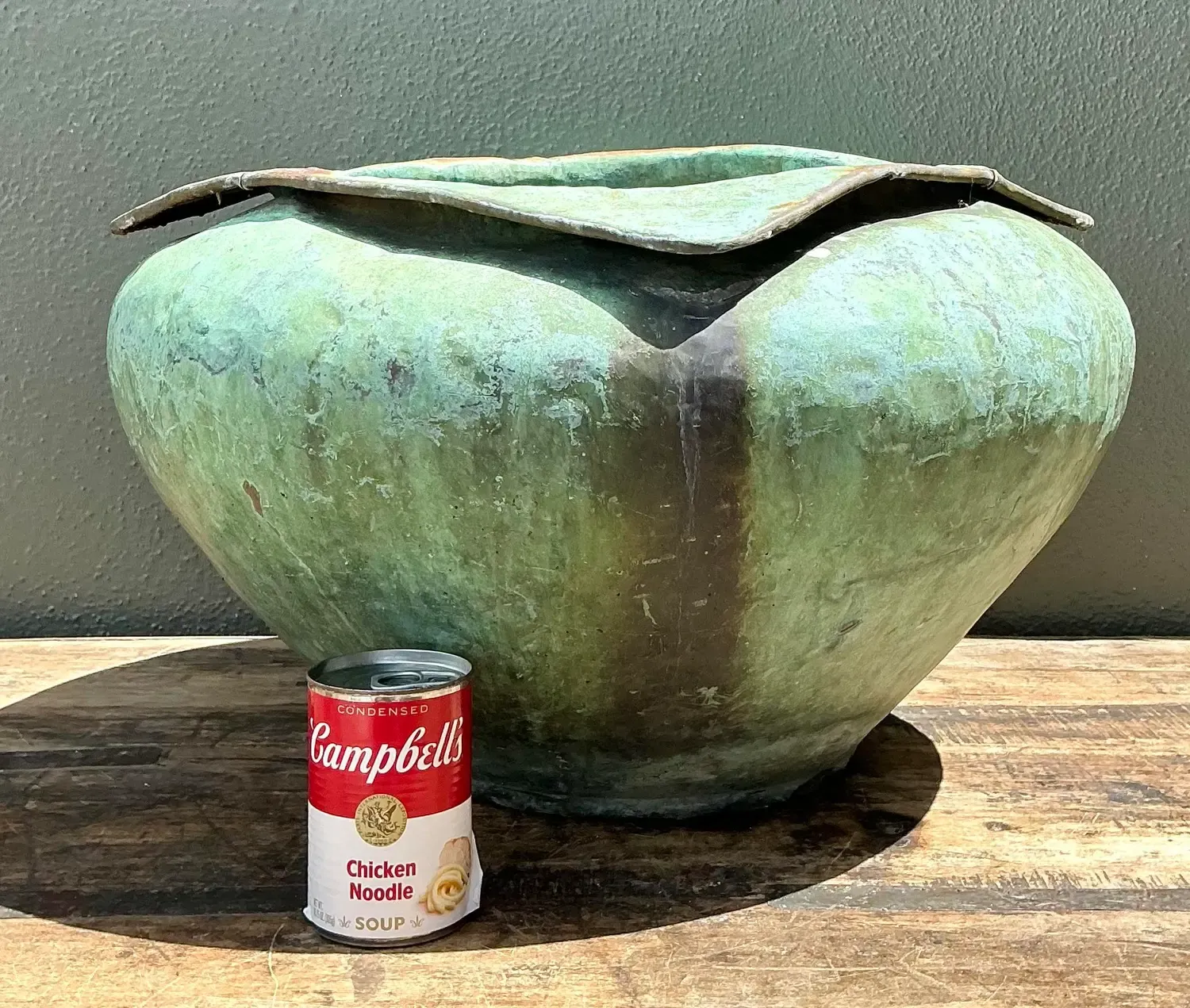 Vintage Heavily Patinated Bronze Planter