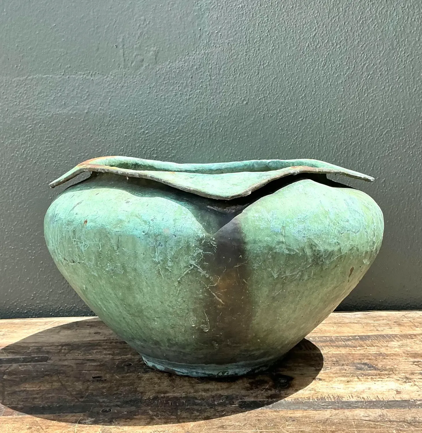 Vintage Heavily Patinated Bronze Planter — additional photo 2