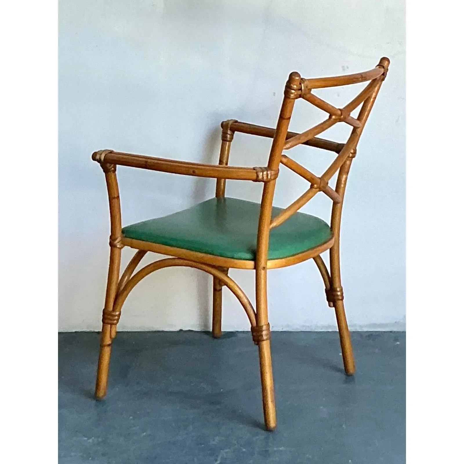 Vintage Heywood Wakefield Mid-Century Modern Bent Rattan Desk Chair — additional photo 2