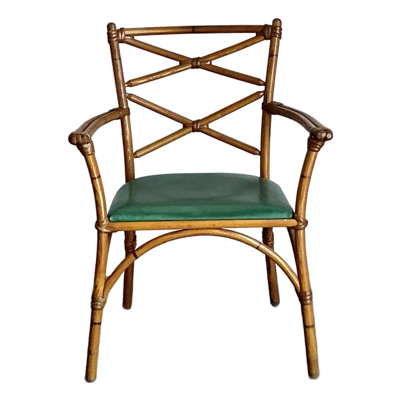 Vintage Heywood Wakefield Mid-Century Modern Bent Rattan Desk Chair — additional photo 3