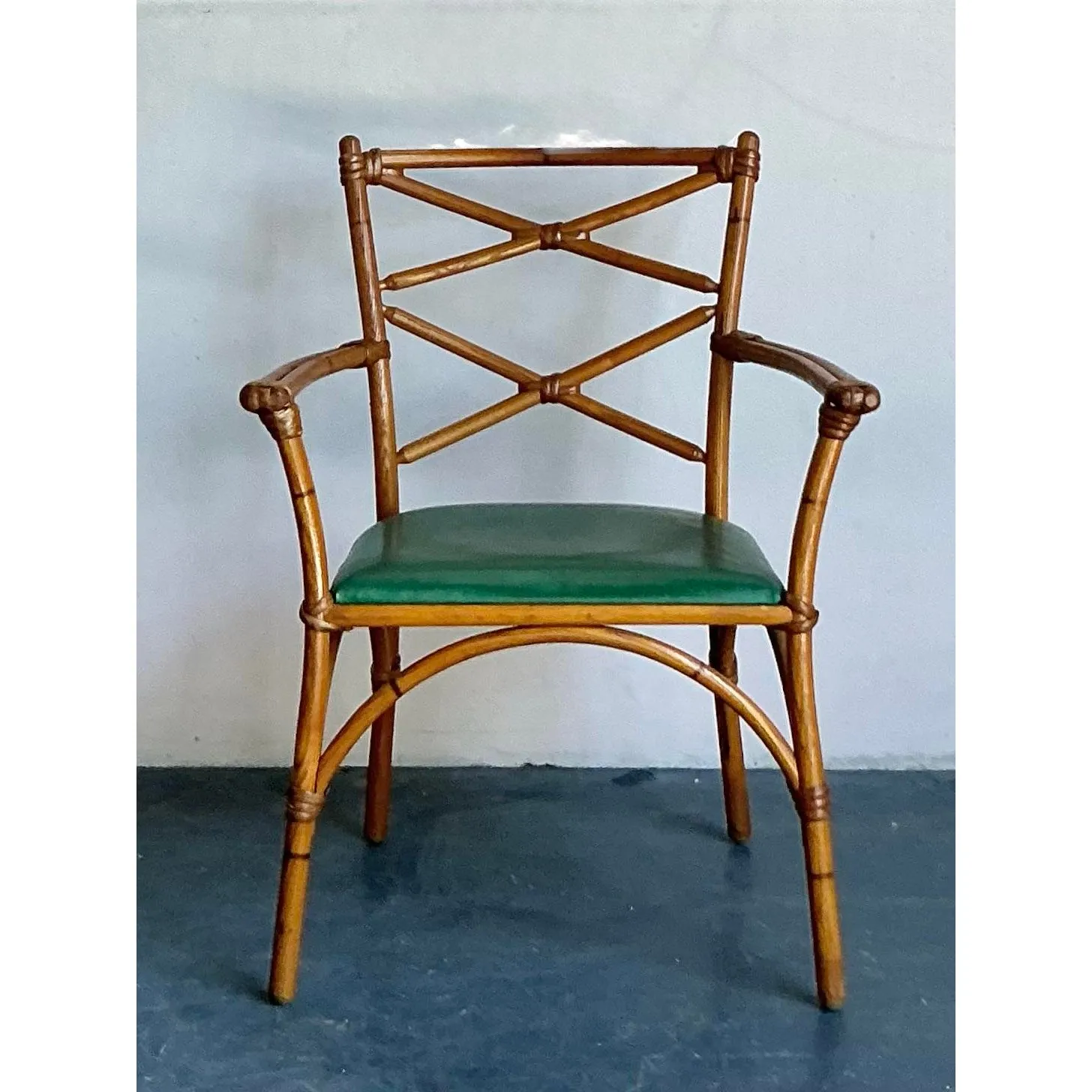 Vintage Heywood Wakefield Mid-Century Modern Bent Rattan Desk Chair — additional photo 7