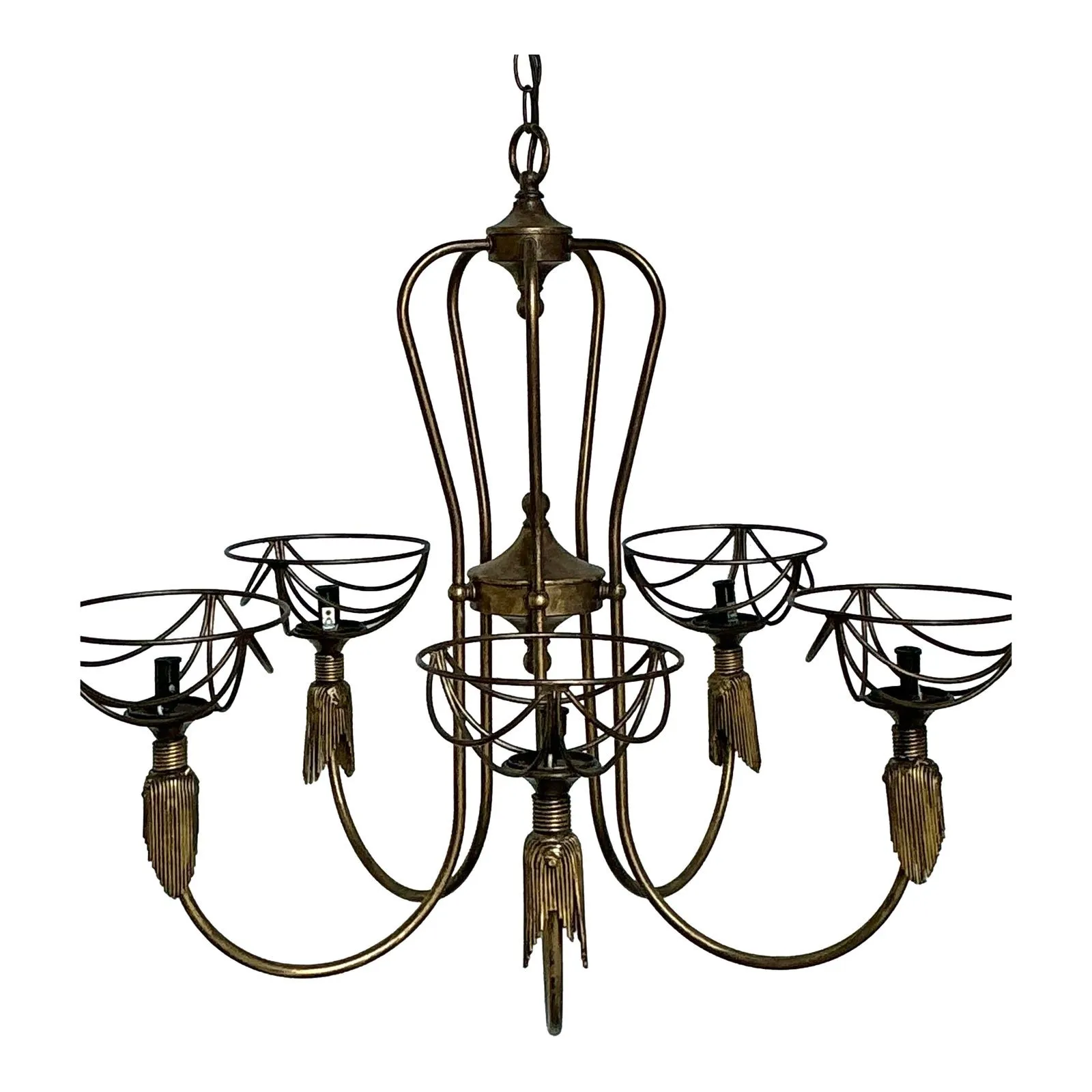Vintage Hinkley Burnished Brass Tassel Chandelier
