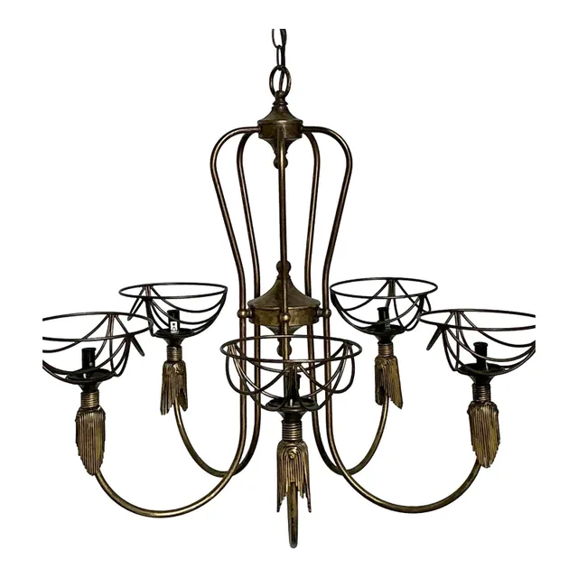 Vintage Hinkley Burnished Brass Tassel Chandelier — additional photo 1