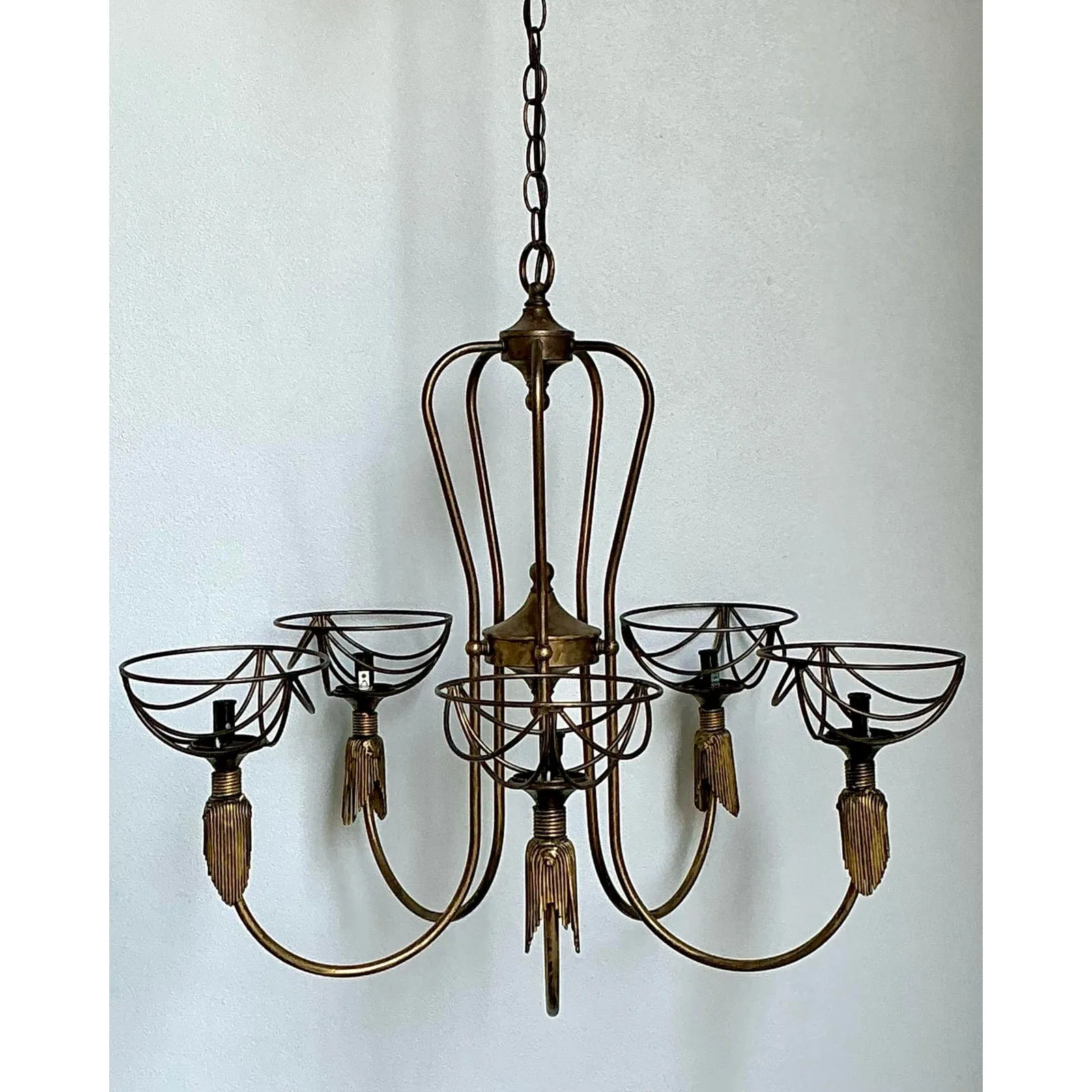 Vintage Hinkley Burnished Brass Tassel Chandelier — additional photo 2