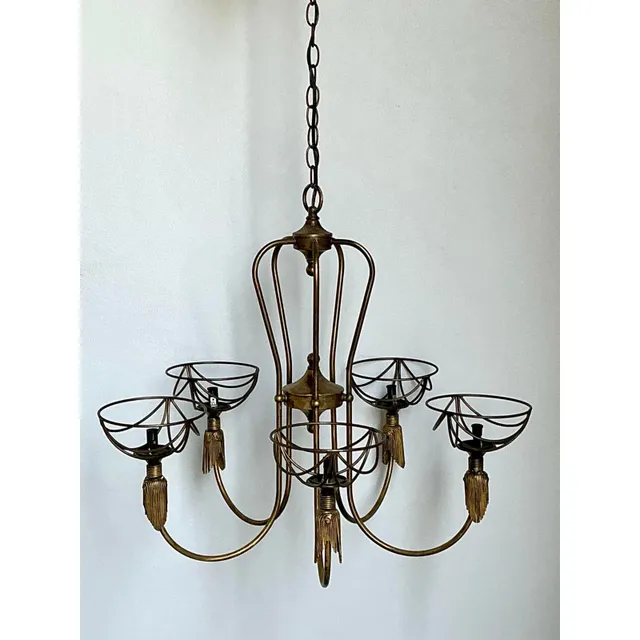 Vintage Hinkley Burnished Brass Tassel Chandelier — additional photo 5