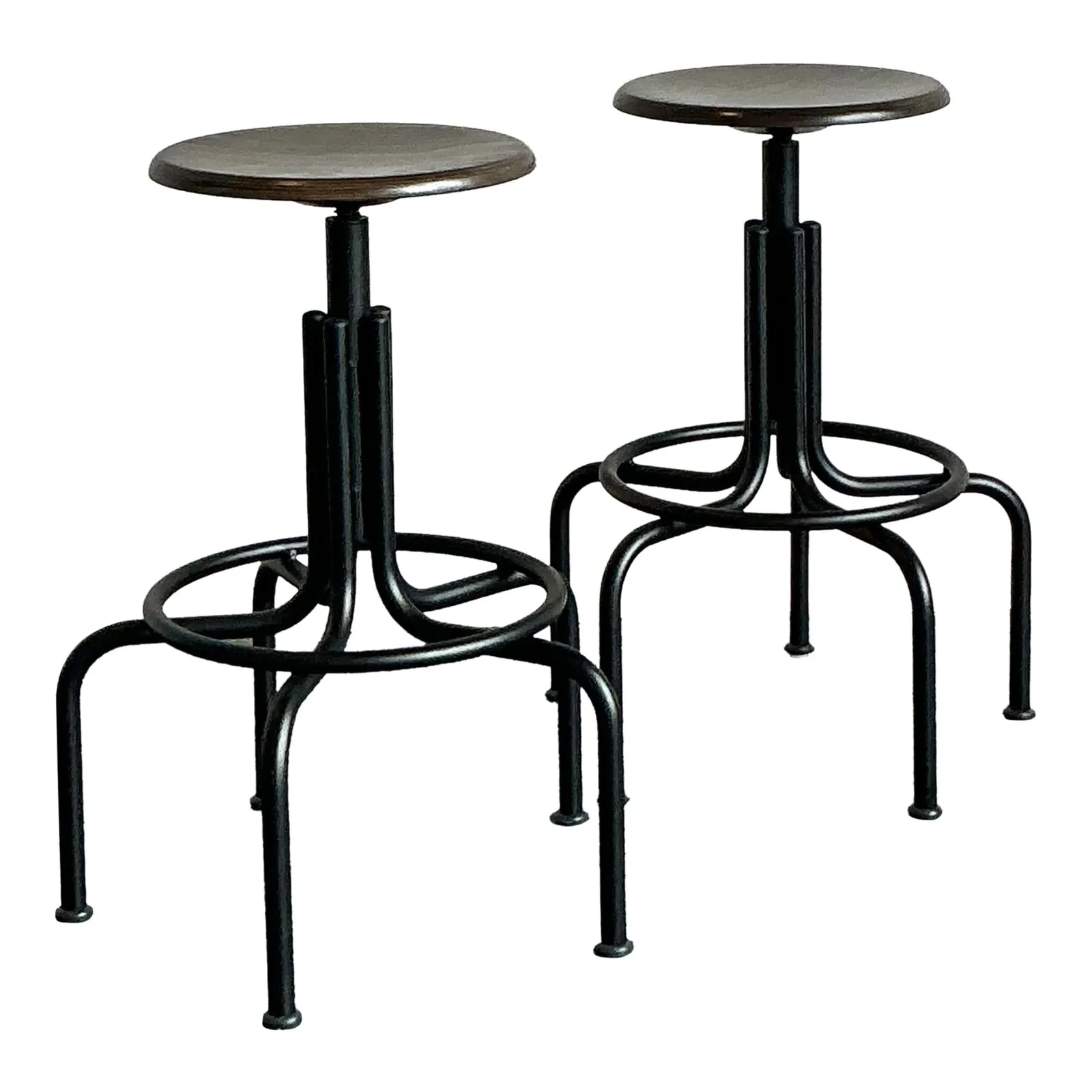 Vintage Industrial Swivel Stools - A Pair — additional photo 1