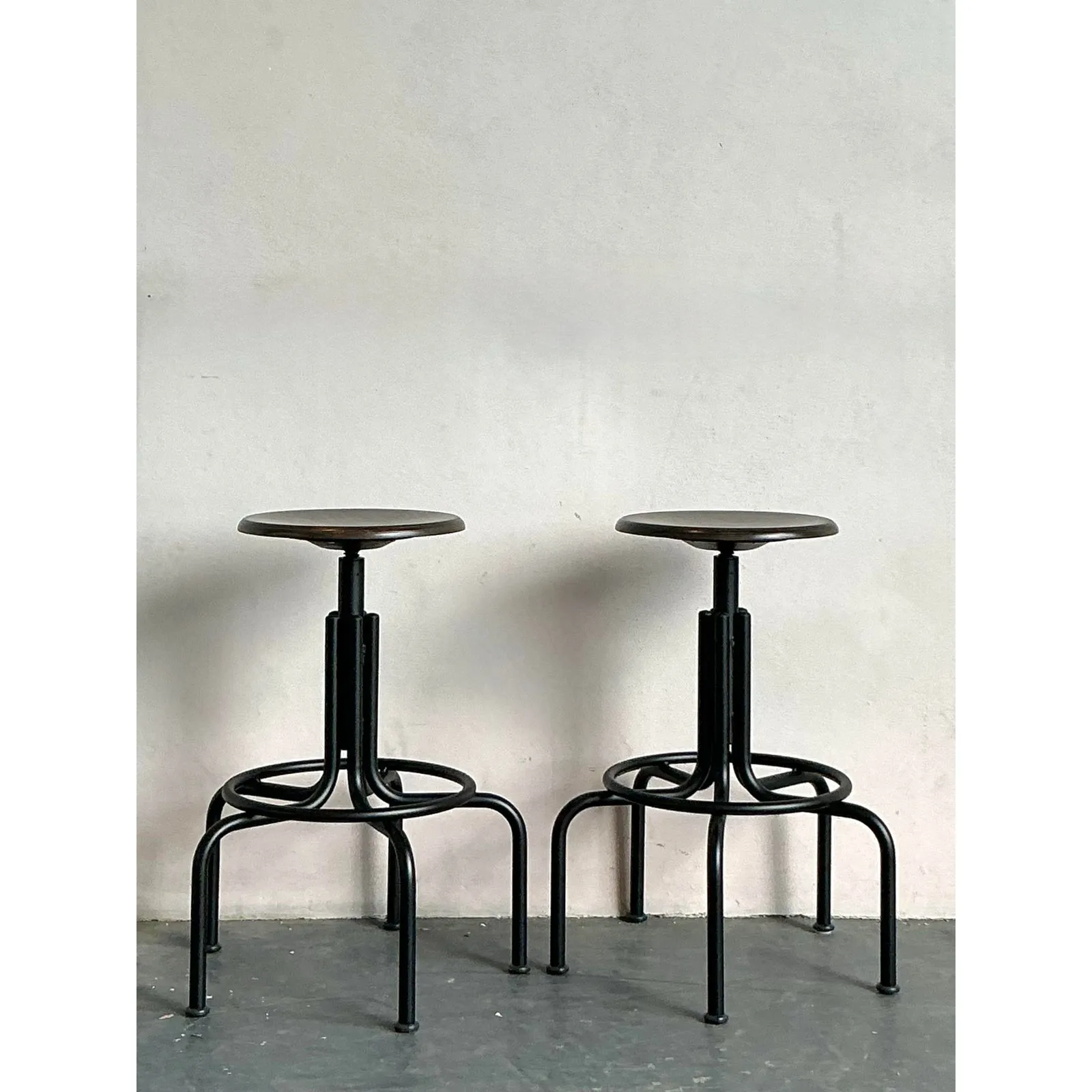 Vintage Industrial Swivel Stools - A Pair — additional photo 2
