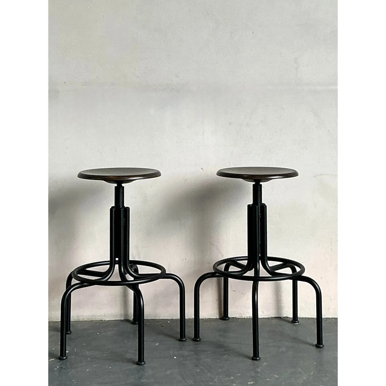 Vintage Industrial Swivel Stools - A Pair — additional photo 3
