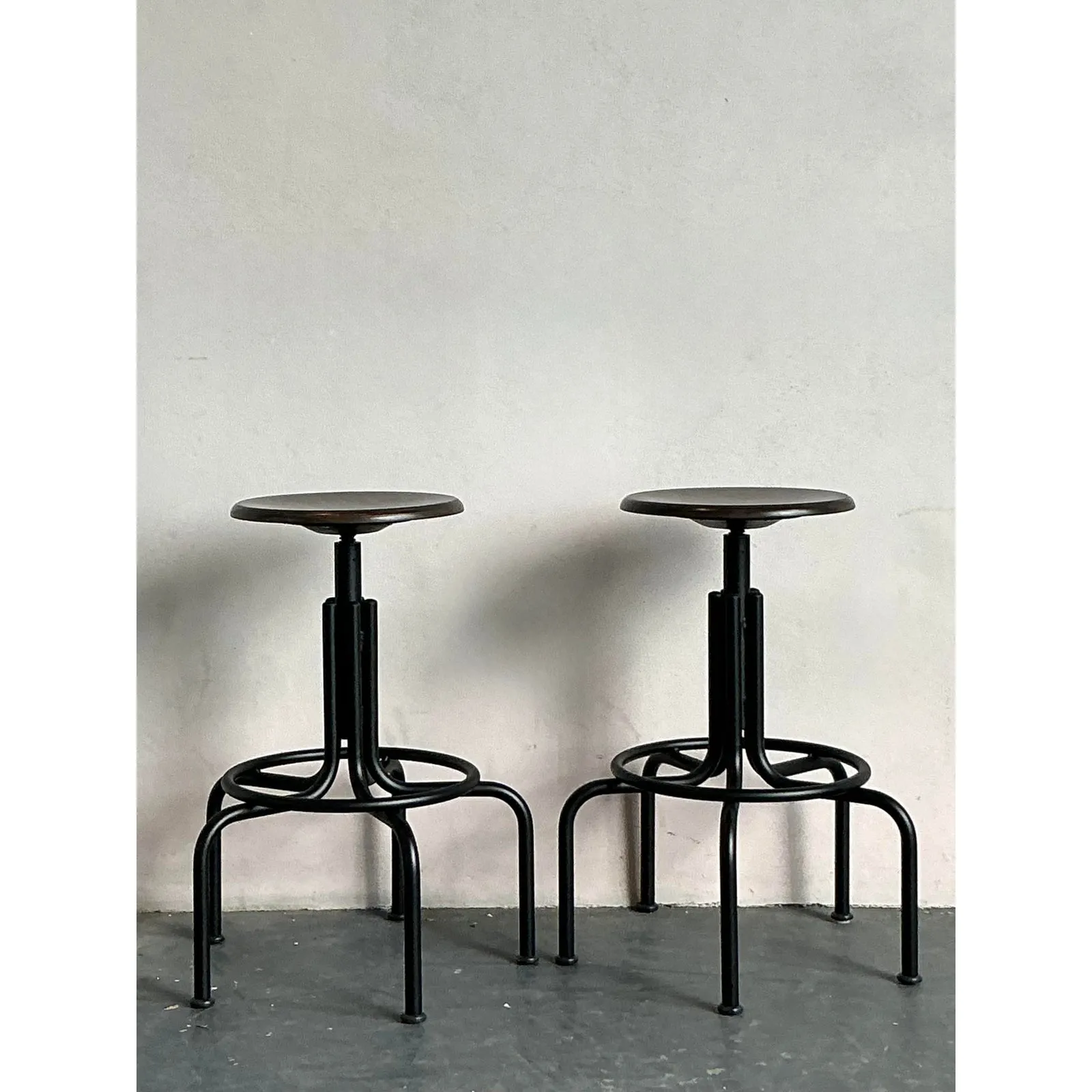 Vintage Industrial Swivel Stools - A Pair — additional photo 6