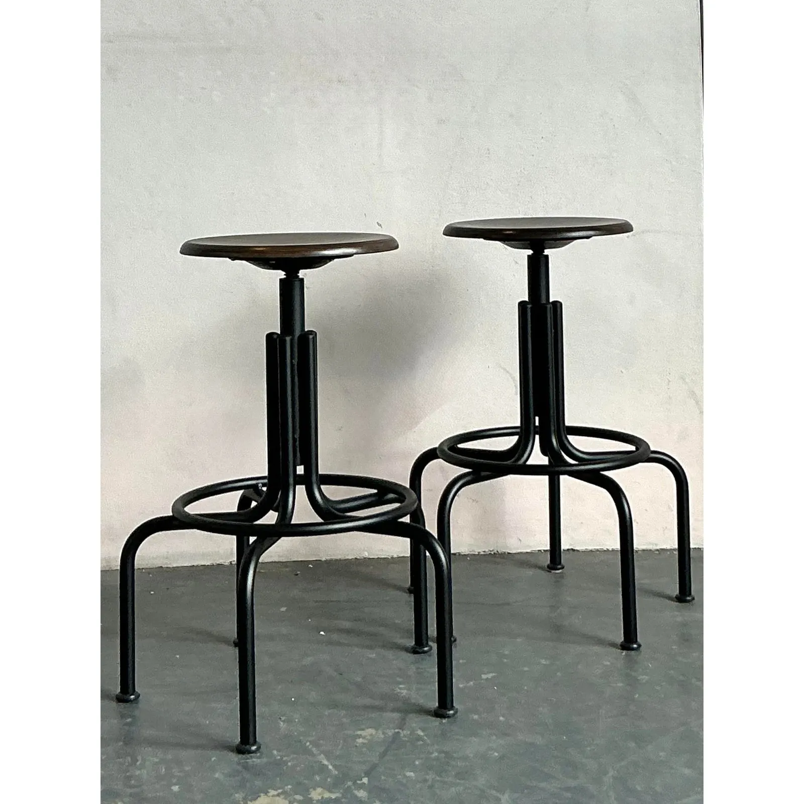 Vintage Industrial Swivel Stools - A Pair — additional photo 7