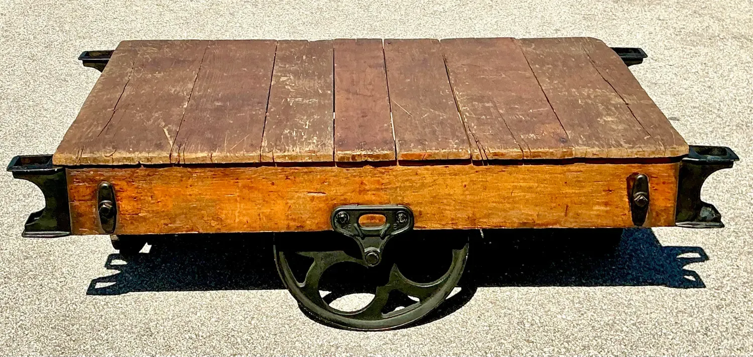 Vintage Industrial Wagon Coffee Table — additional photo 7