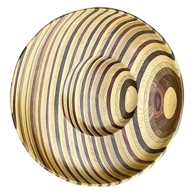 Vintage Inlay Wood Monumental Bowl — additional photo 1
