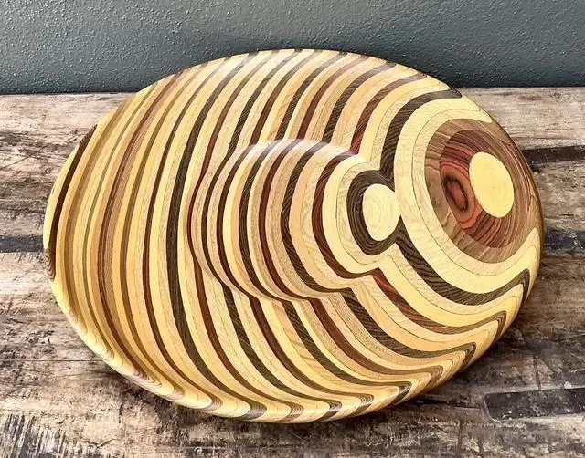 Vintage Inlay Wood Monumental Bowl — additional photo 4
