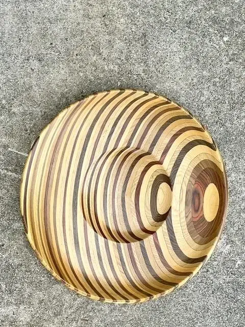 Vintage Inlay Wood Monumental Bowl — additional photo 7
