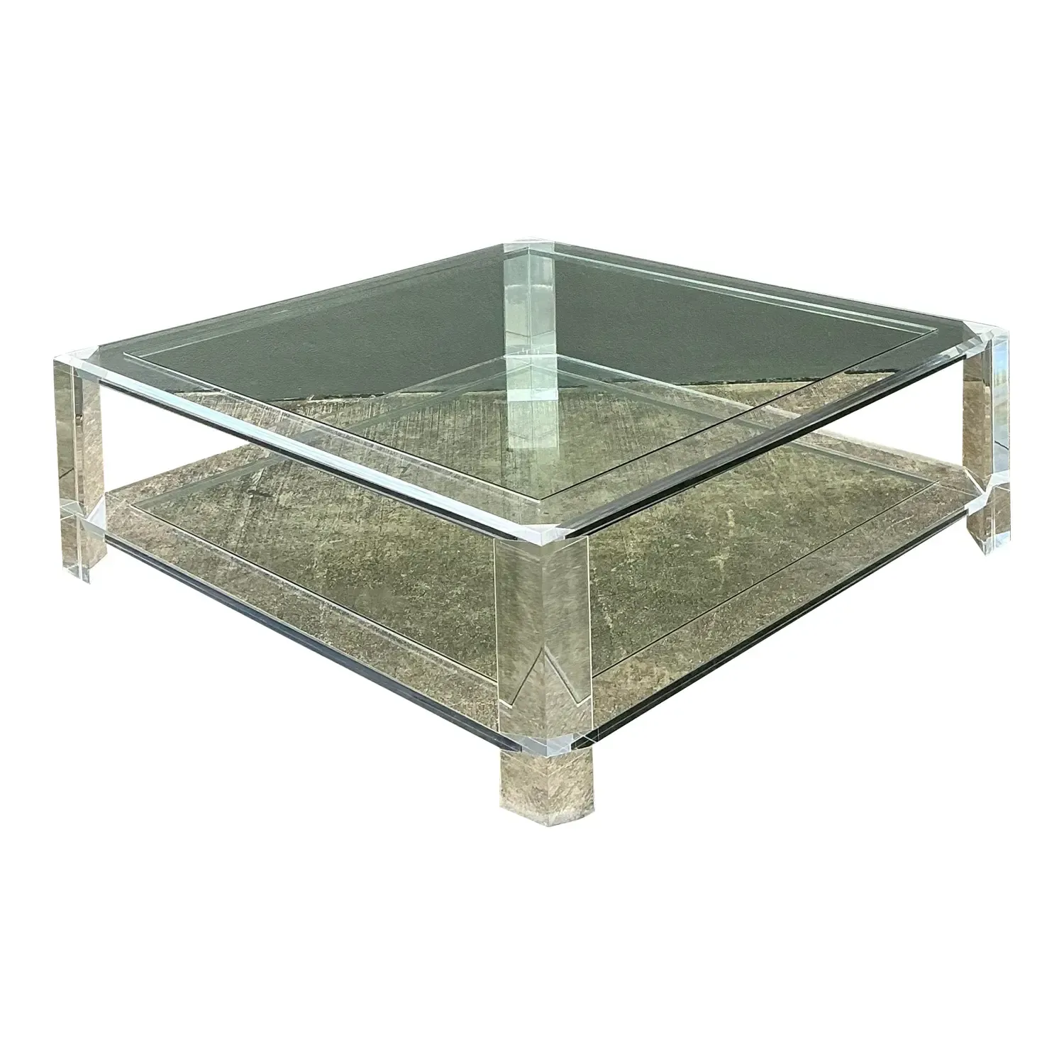 Vintage Interlude Home Lucite Coffee Table With Inset Glass — additional photo 1