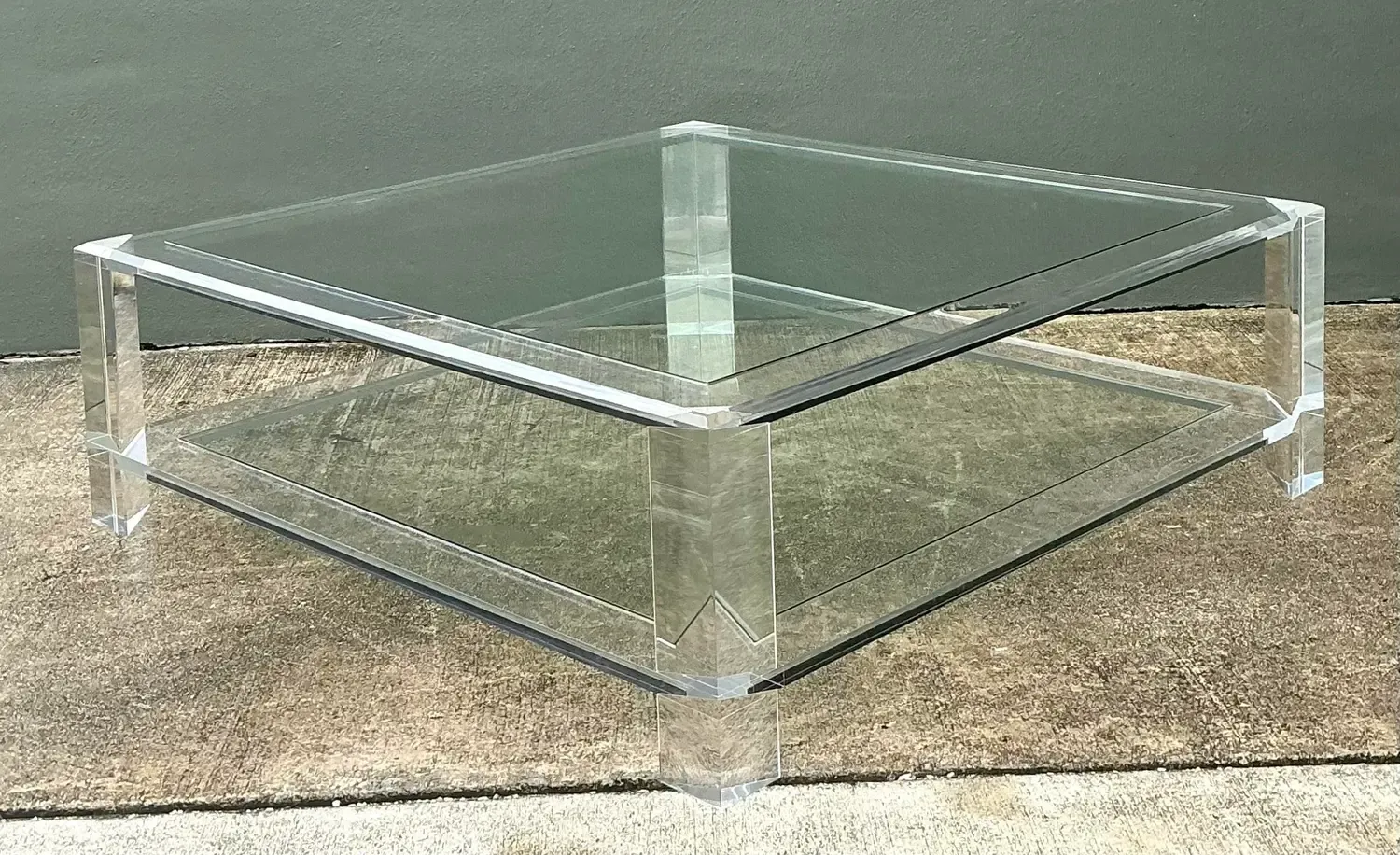 Vintage Interlude Home Lucite Coffee Table With Inset Glass — additional photo 2