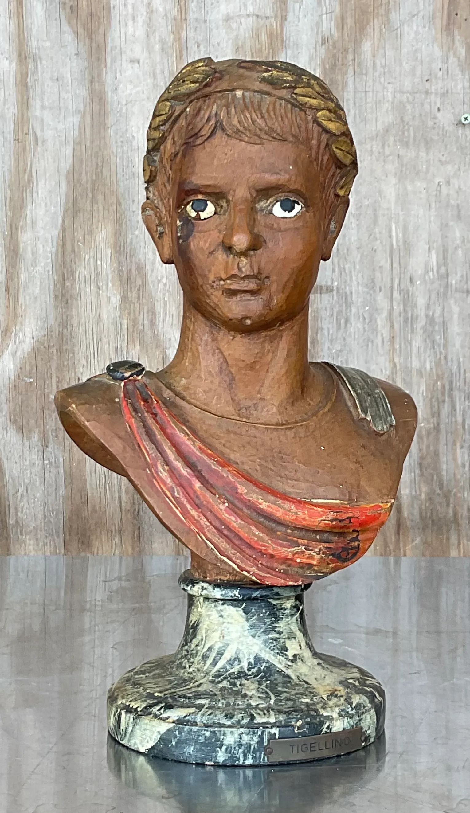 Vintage Italian 19th C. Painted Wood Carved Emperor Busts- Set of 4 — additional photo 2