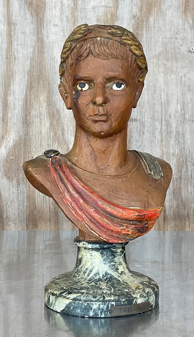 Vintage Italian 19th C. Painted Wood Carved Emperor Busts- Set of 4 — additional photo 2