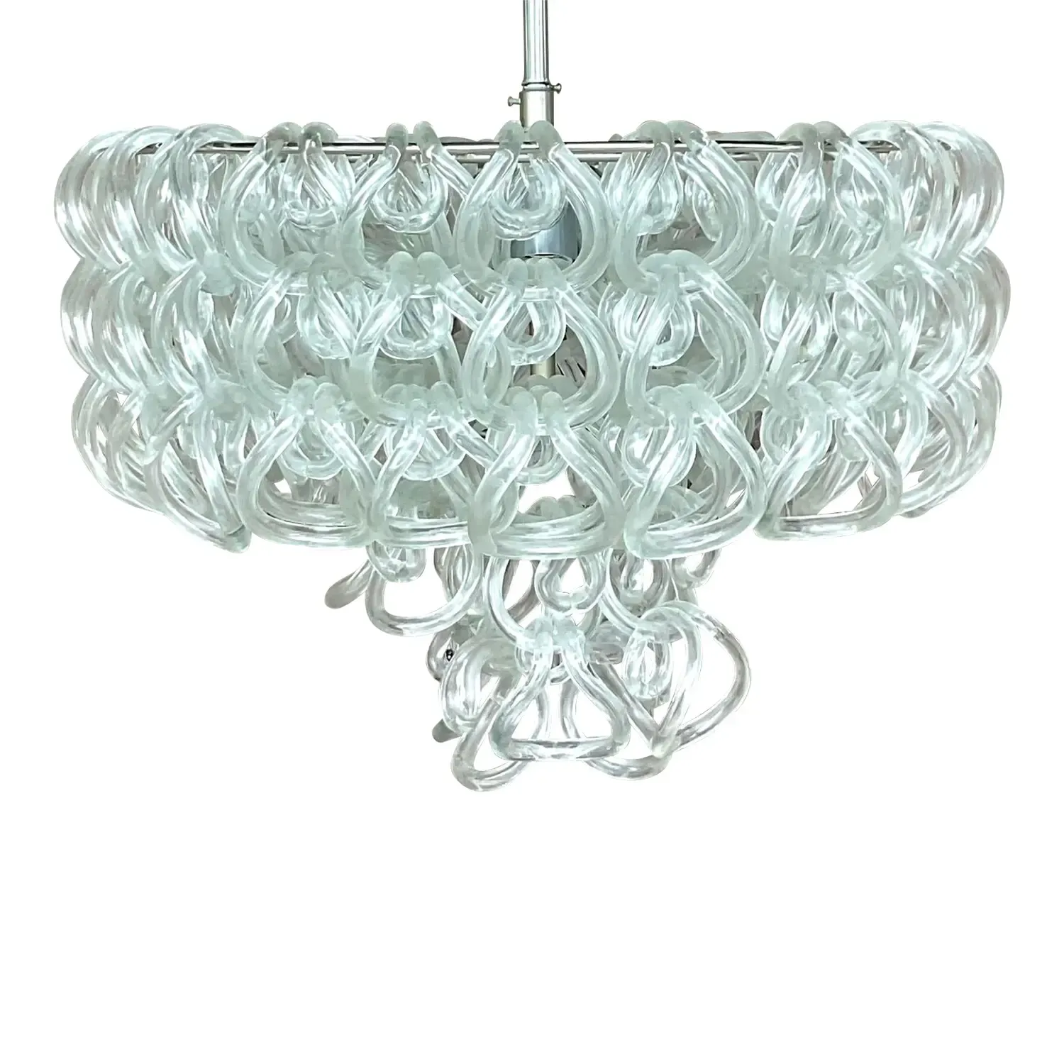 Vintage Italian Angelo Mangiarotti “Giogalli” Glass Rings Chandelier — additional photo 1
