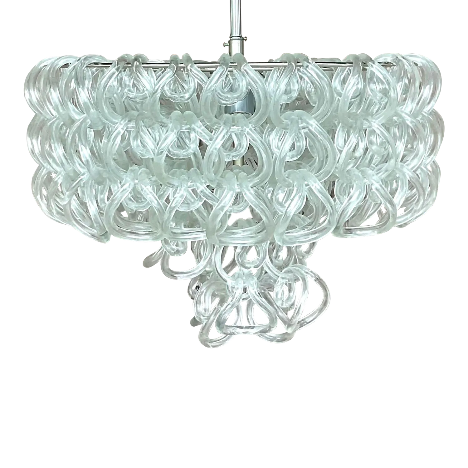 Vintage Italian Angelo Mangiarotti “Giogalli” Glass Rings Chandelier — additional photo 2
