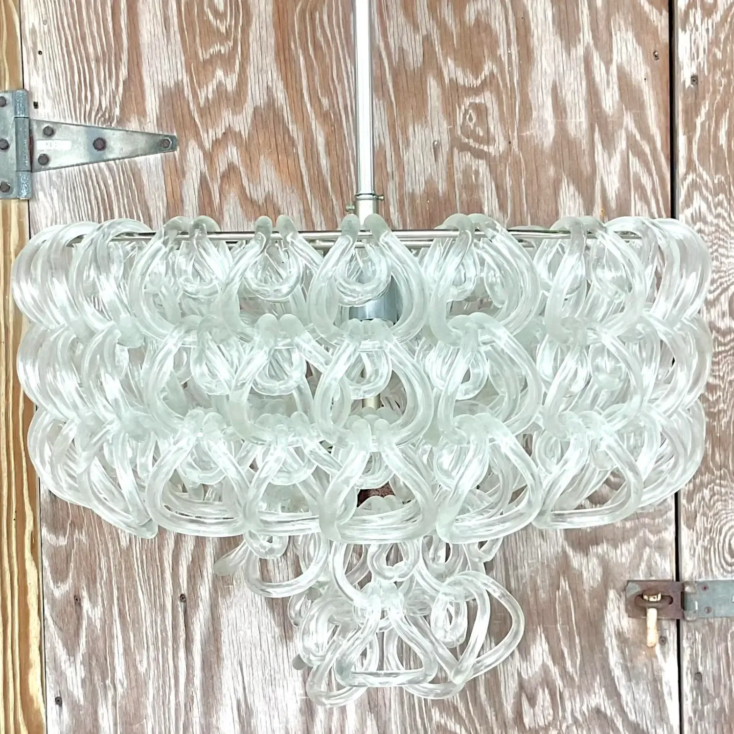 Vintage Italian Angelo Mangiarotti “Giogalli” Glass Rings Chandelier — additional photo 3