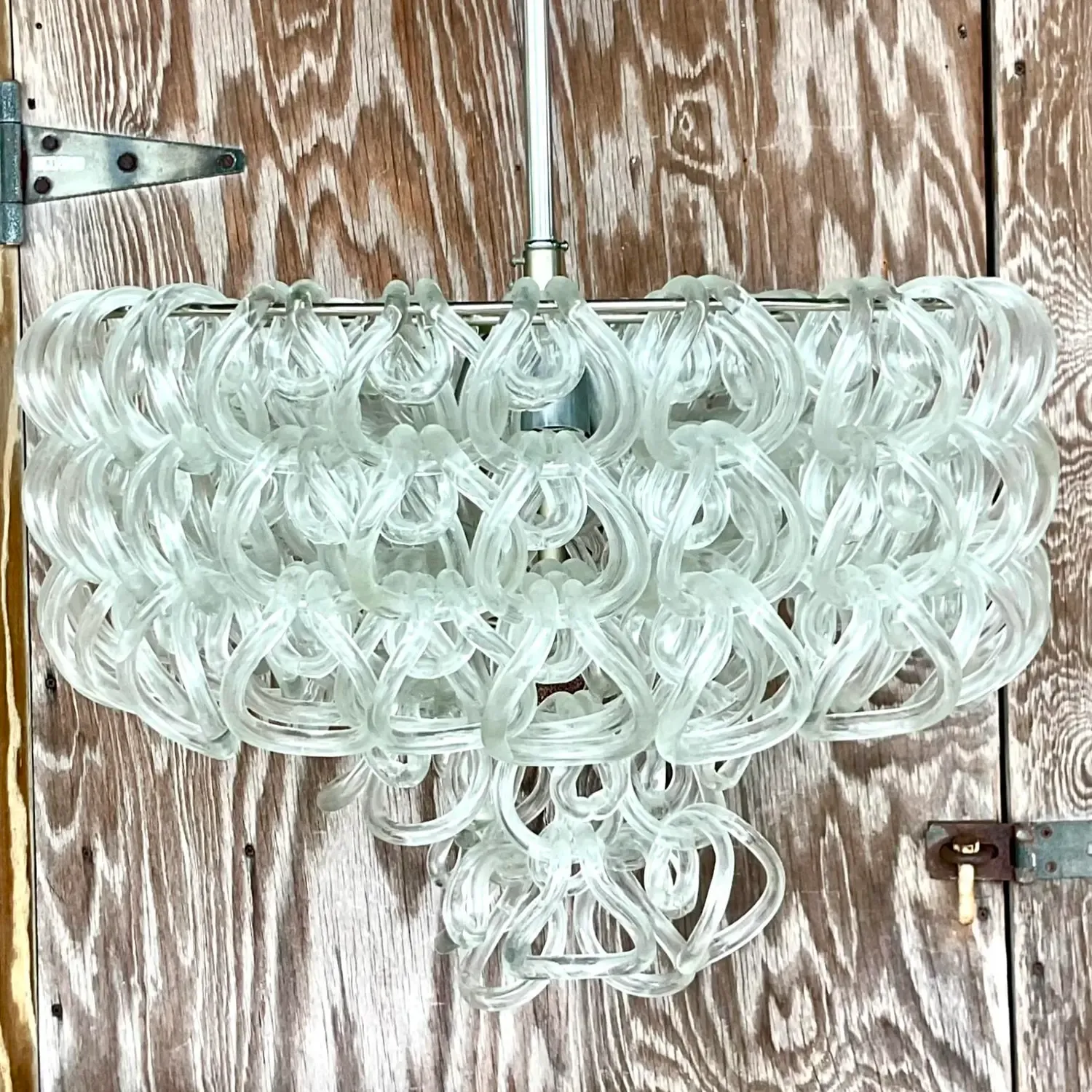 Vintage Italian Angelo Mangiarotti “Giogalli” Glass Rings Chandelier — additional photo 5