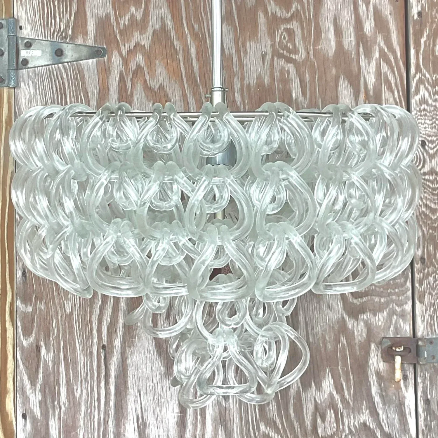 Vintage Italian Angelo Mangiarotti “Giogalli” Glass Rings Chandelier — additional photo 8