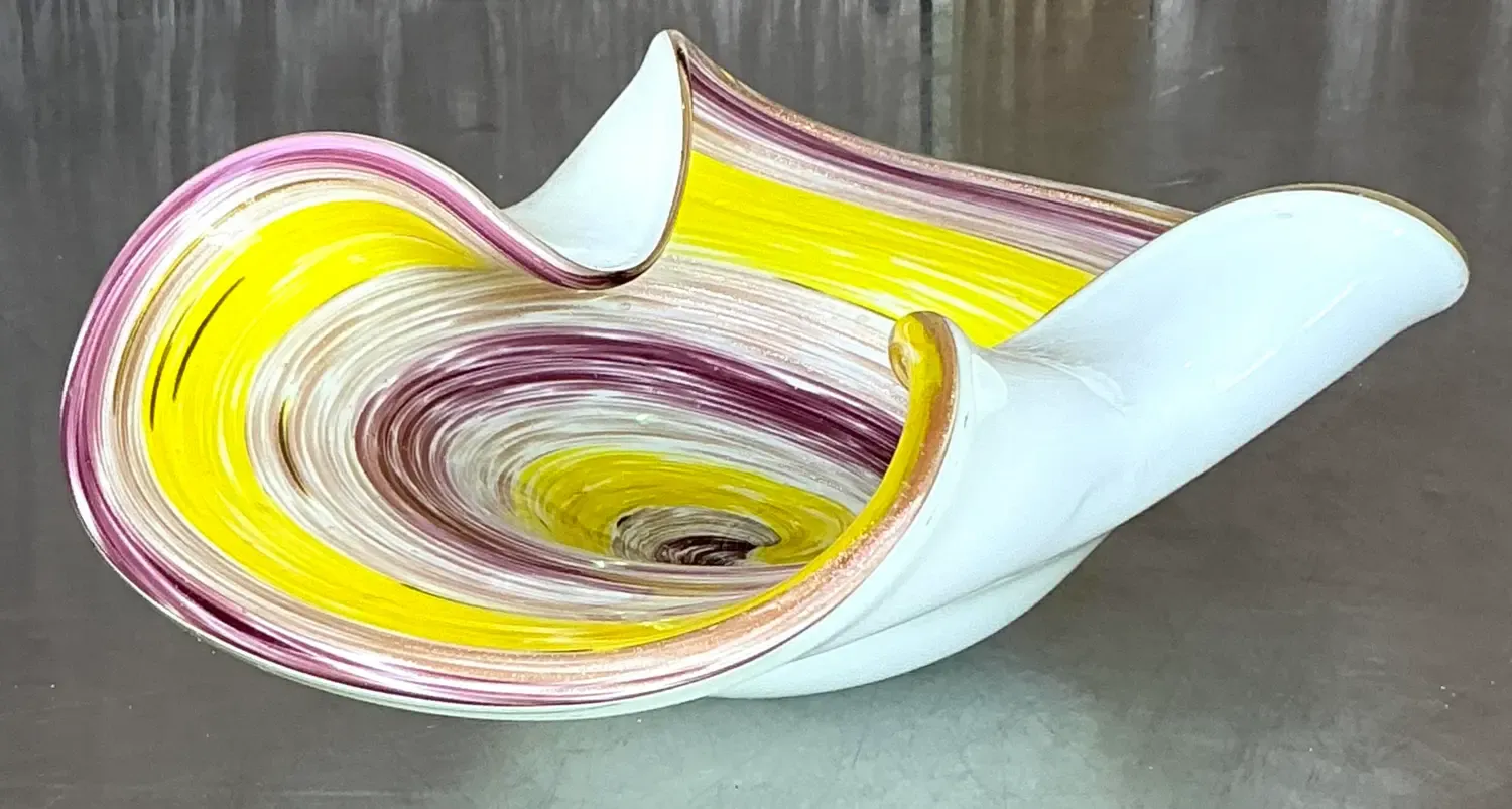 Vintage Italian Art Glass Bowl After Murano - Blown Glass, 10.25W x 3.5H — additional photo 7