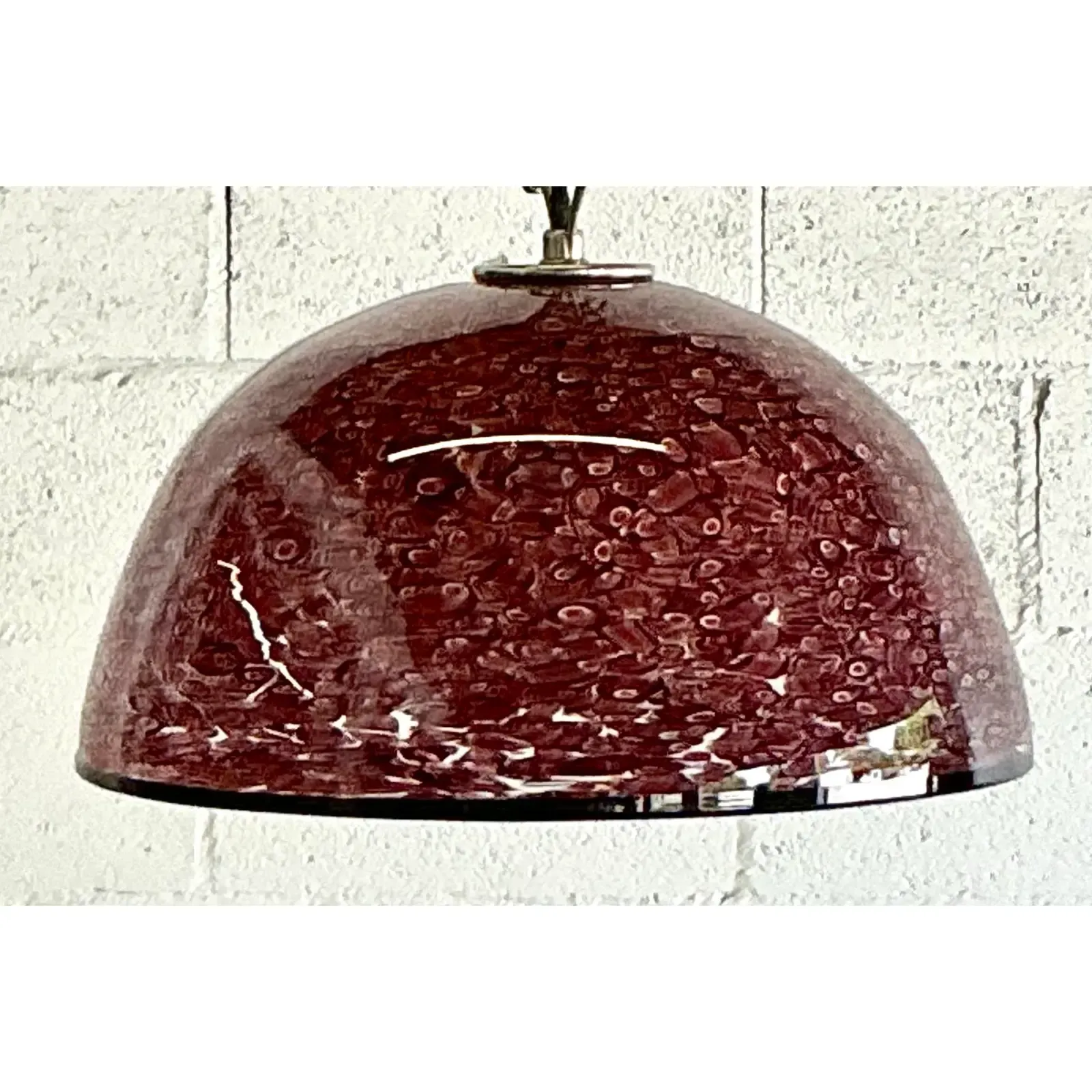 Vintage Italian Art Glass Dome Pendant After Murano — additional photo 4