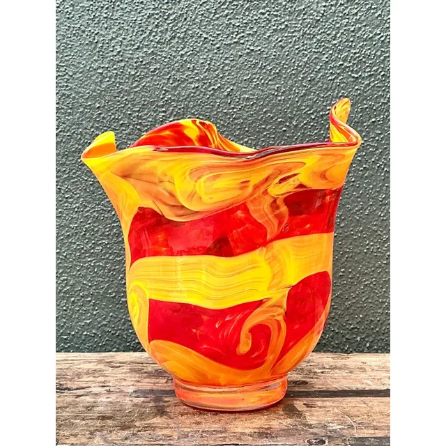 Vintage Italian Art Glass Vase After Murano - Glass, 8W x 9H — additional photo 2