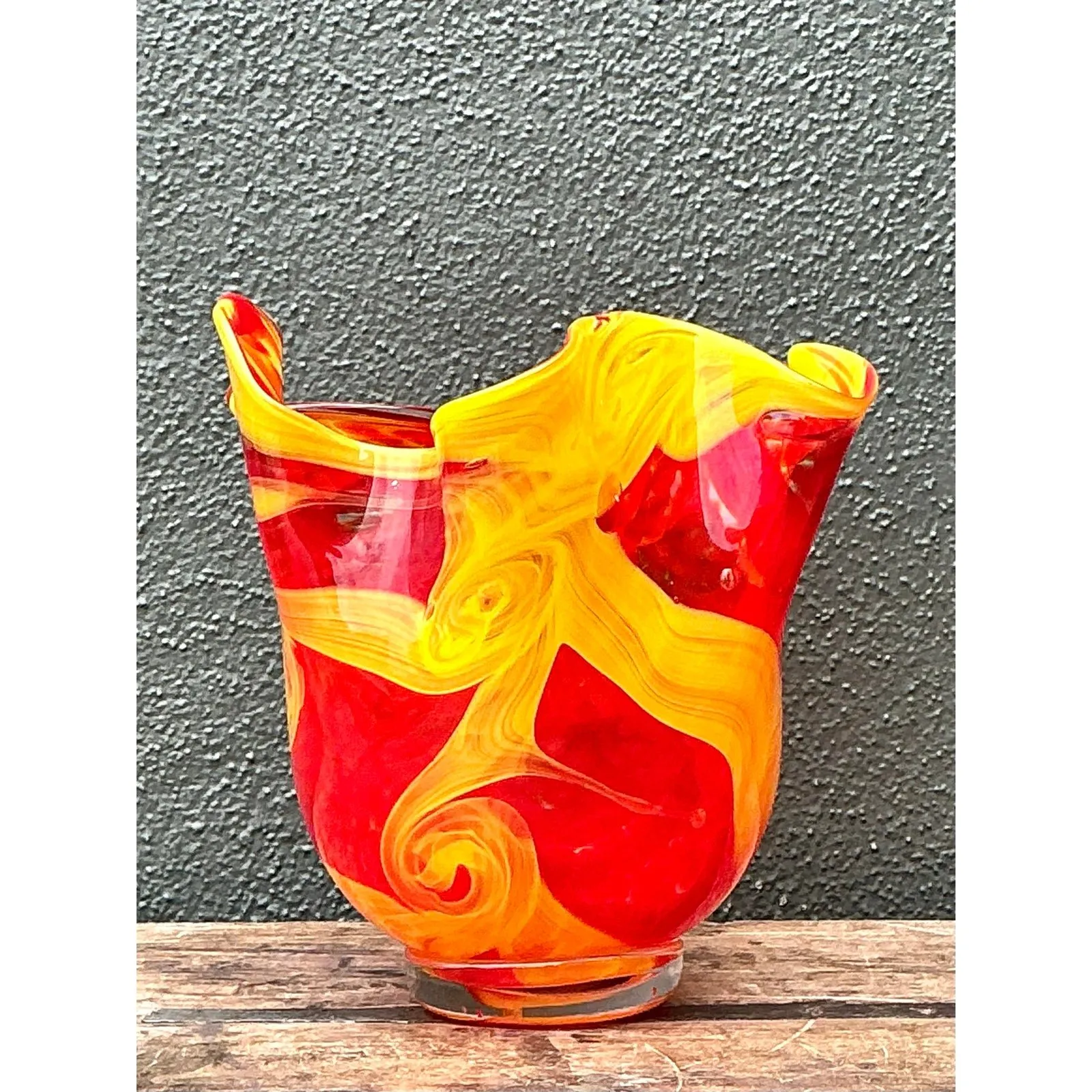 Vintage Italian Art Glass Vase After Murano - Glass, 8W x 9H — additional photo 3