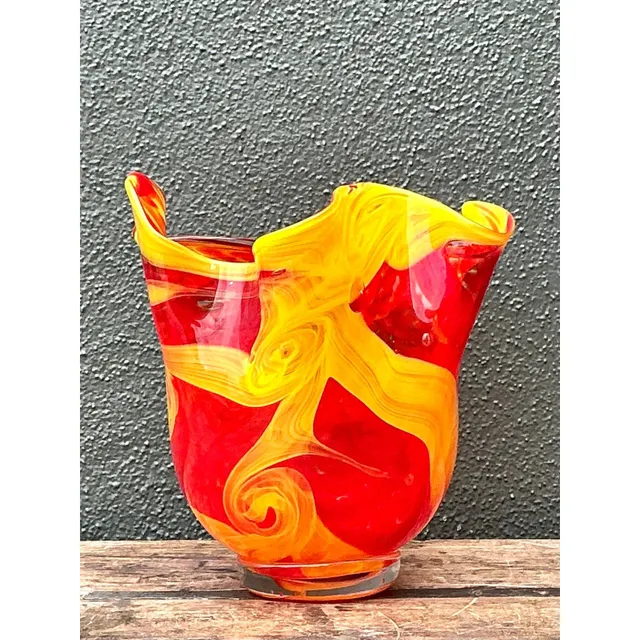 Vintage Italian Art Glass Vase After Murano - Glass, 8W x 9H — additional photo 3
