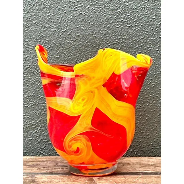 Vintage Italian Art Glass Vase After Murano - Glass, 8W x 9H — additional photo 6