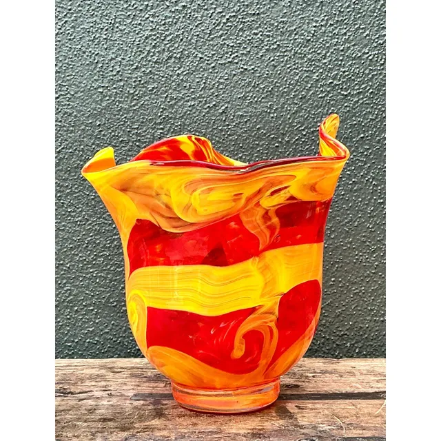 Vintage Italian Art Glass Vase After Murano - Glass, 8W x 9H — additional photo 7