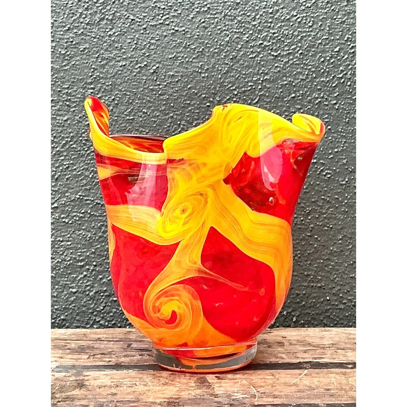 Vintage Italian Art Glass Vase After Murano - Glass, 8W x 9H — additional photo 4