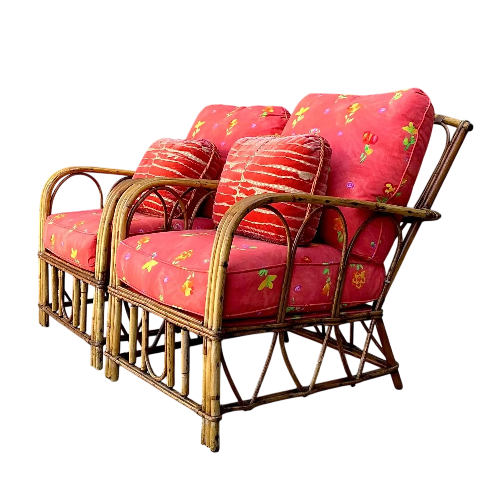 Vintage Italian Bent Rattan Lounge Chairs - A Pair — additional photo 2