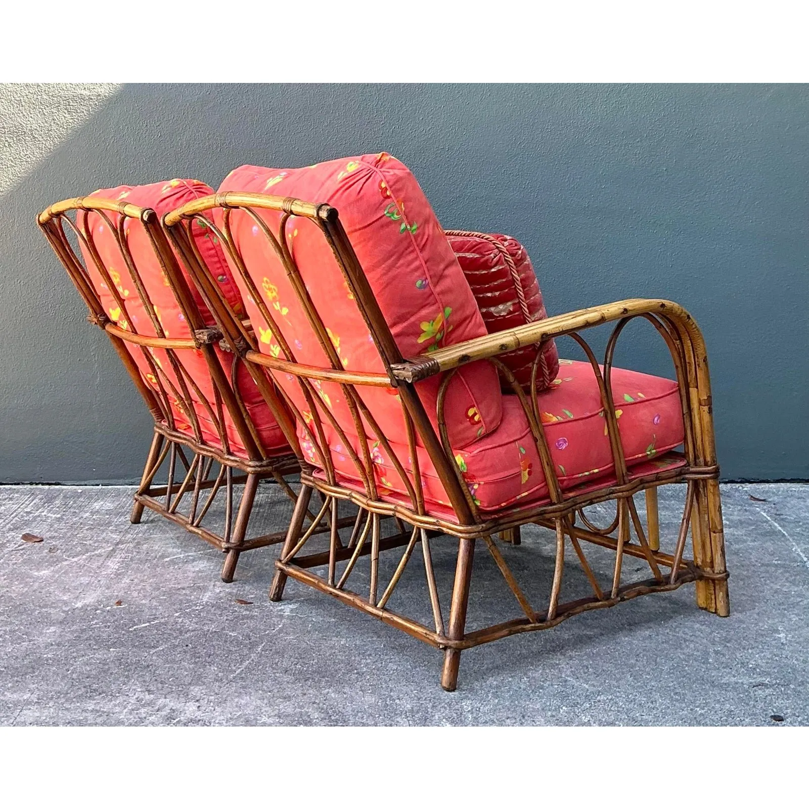 Vintage Italian Bent Rattan Lounge Chairs - A Pair — additional photo 6
