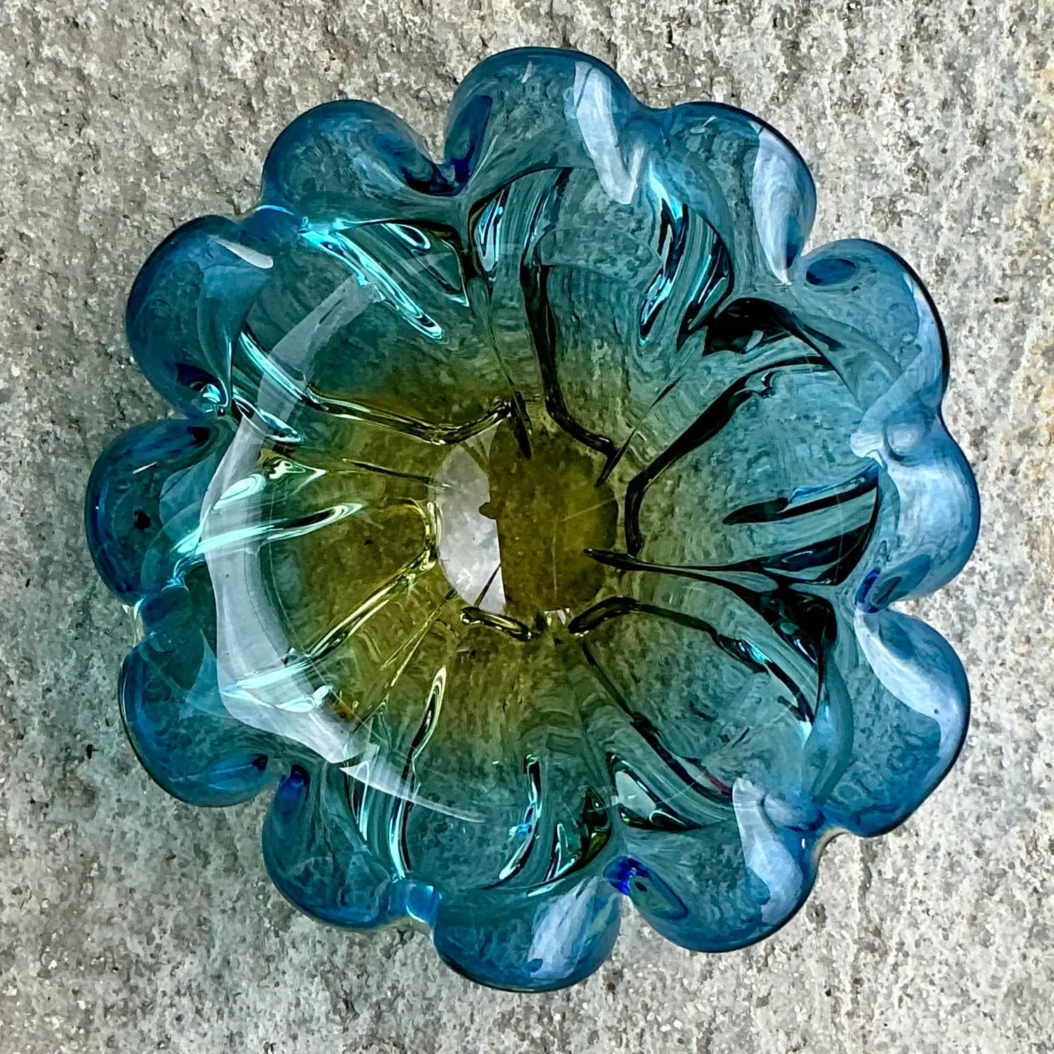Vintage Italian Blown Glass Bowl After Murano - Blown Glass, 9.5W x 3H — additional photo 1