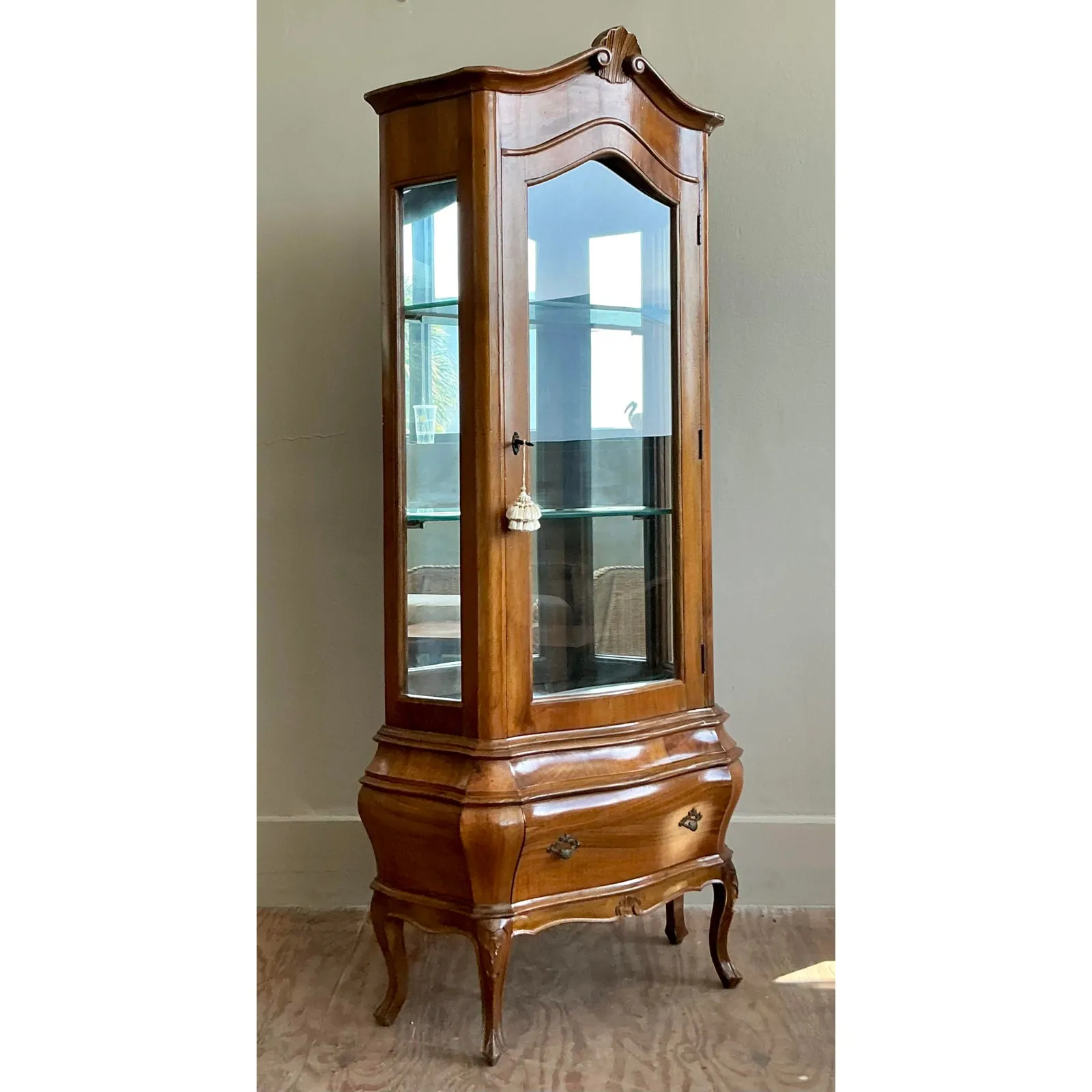 Vintage Italian Burl Wood Curio Cabinet — additional photo 2