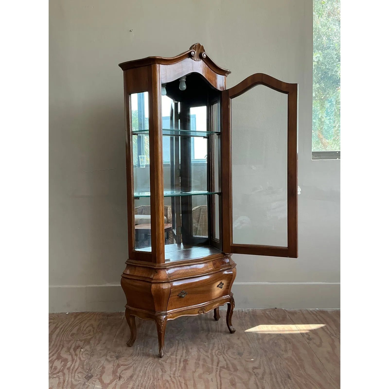 Vintage Italian Burl Wood Curio Cabinet — additional photo 3