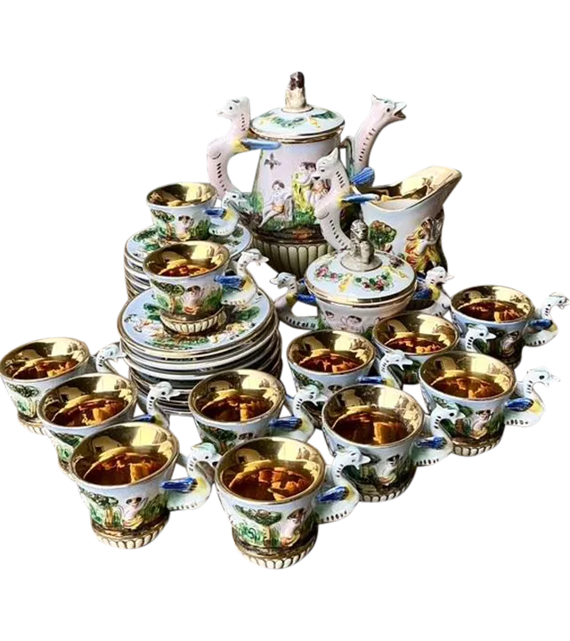 Vintage Italian Capidimonte Demitasse Tea - Set of 27