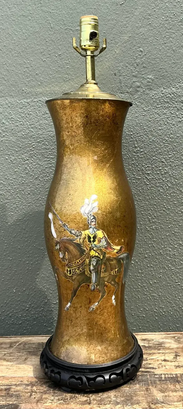 Vintage Italian Eglomise Knight Lamp — additional photo 2