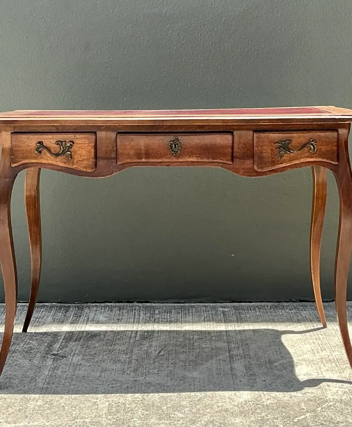 Vintage Italian Embossed Leather Top Writing Desk