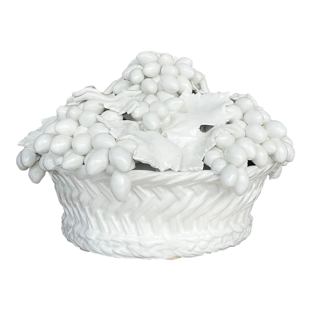 Vintage Italian Este Blanc De Chine Glazed Ceramic Fruit Bowl