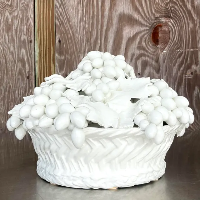 Vintage Italian Este Blanc De Chine Glazed Ceramic Fruit Bowl — additional photo 6