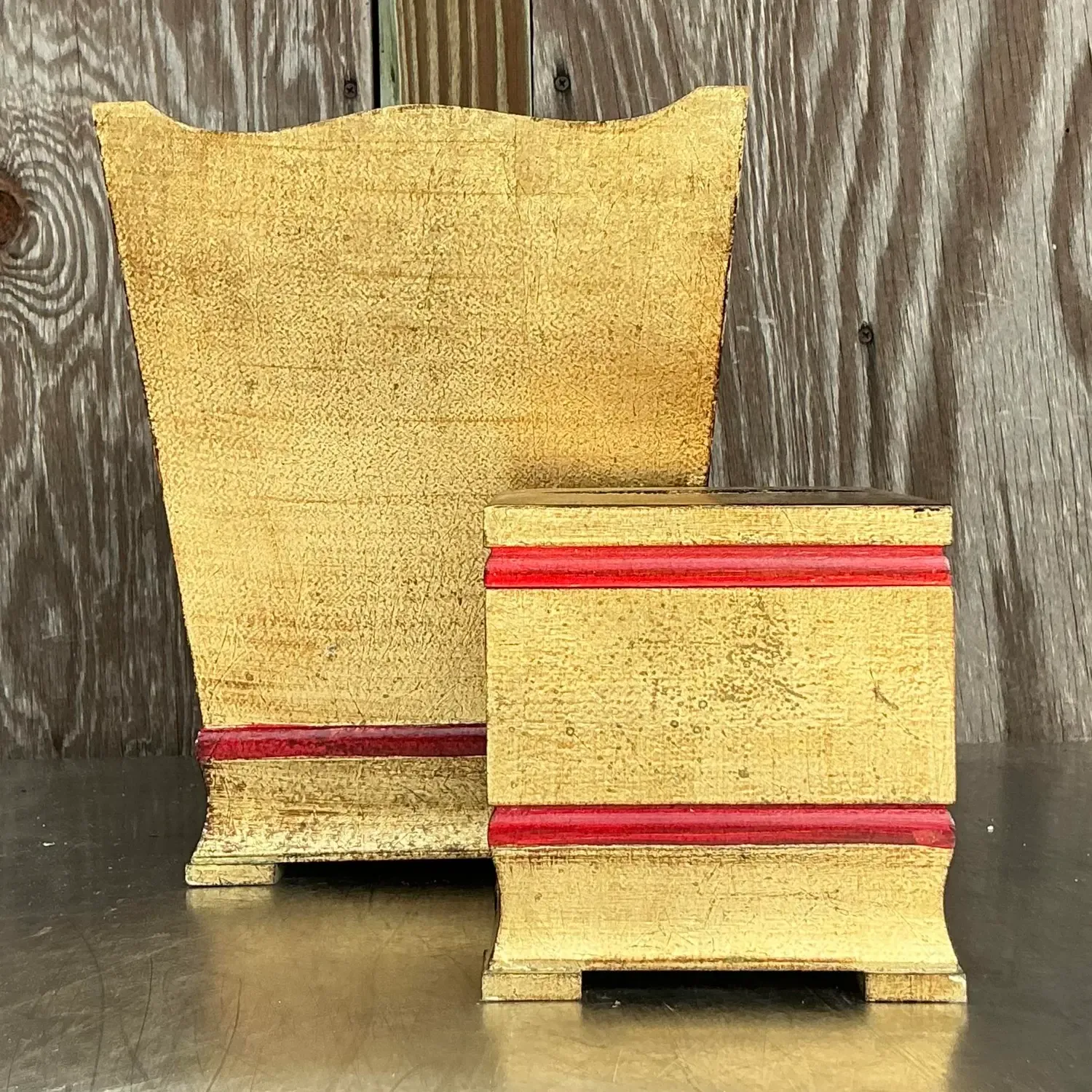 Vintage Italian Gilt Bathroom Accessories - Set of 2 — additional photo 3