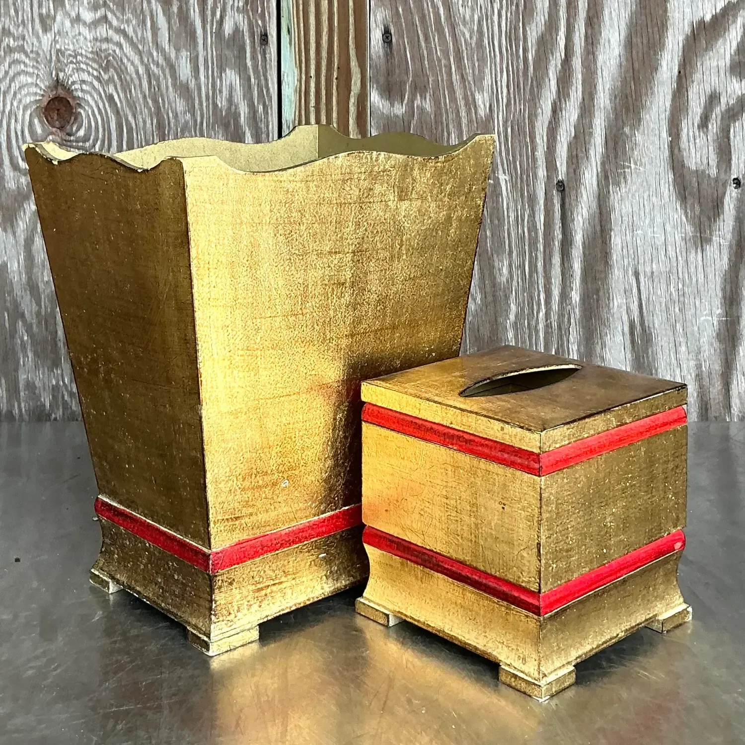 Vintage Italian Gilt Bathroom Accessories - Set of 2 — additional photo 6