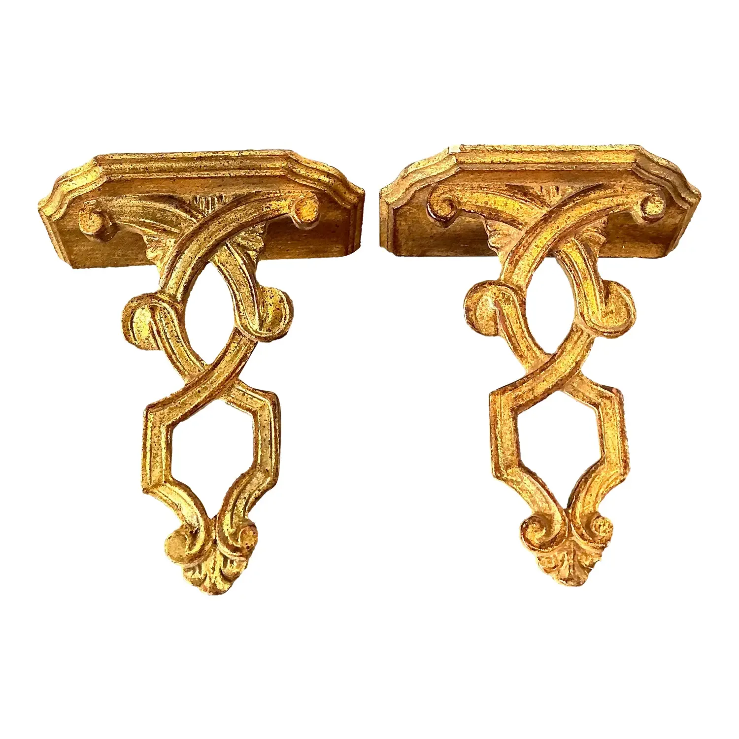 Vintage Italian Gilt Wall Brackets - A Pair — additional photo 1