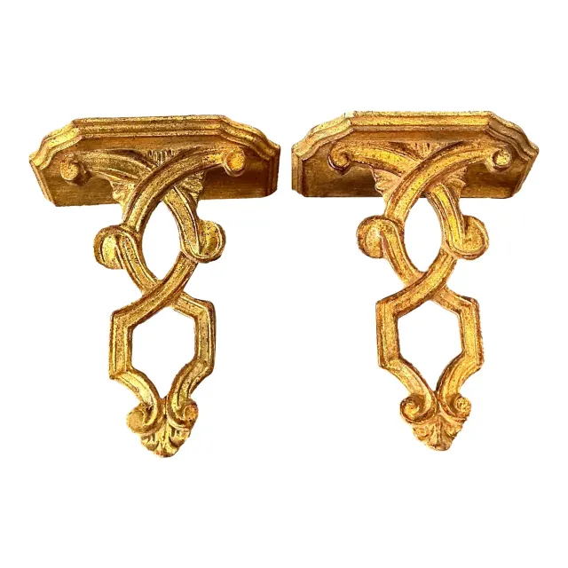 Vintage Italian Gilt Wall Brackets - A Pair — additional photo 1