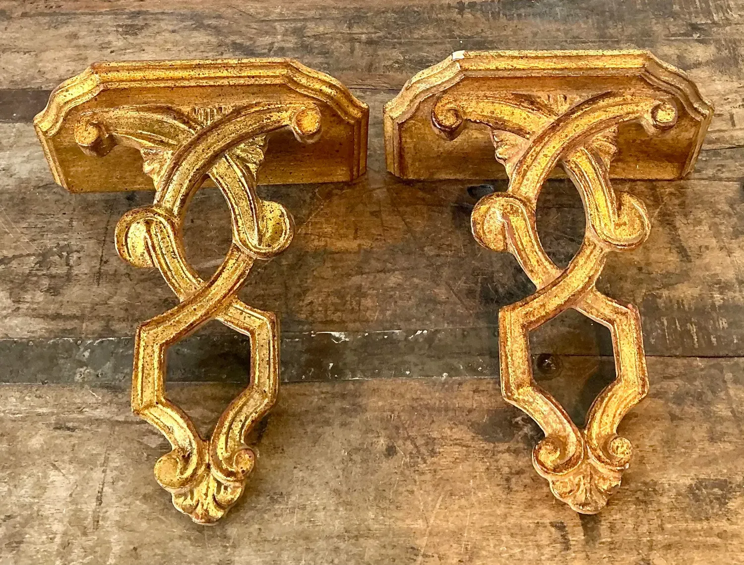 Vintage Italian Gilt Wall Brackets - A Pair — additional photo 2